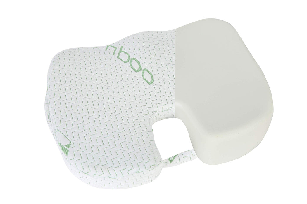 Bamboo Seat Cushion Pillow for Office Chair - Memory Foam Pad for Tailbone, Sciatica, Lower Back Pain Relief, Ergonomic and Non-Slip, Machine Washable Cover (Pack of 1)