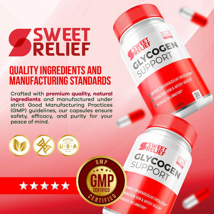 2 Pack - Sweet Relief Glycogen Capsules, Sweet Relief Vitamins, Sweet Relief Glycogen Advancced Formula, Sweet Relief Glycogen Vitamin Capsules, Sweet Relief For Health, 60 Capsules For 60 days.