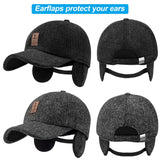 Falidem 2 Pack Men's Winter Baseball Cap with Ear Flaps, Baseball Winter Hats with Ear Flaps for Men Outdoor Walk Running