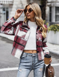 Zeagoo Flannels for Women Cropped Plaid Jacket Button Down Shacket Shirt Oversized Fall Coat Jacket Christmas