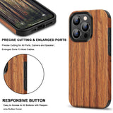 TENDLIN Compatible with iPhone 15 Pro Max Case Wood Grain Outside Design TPU Hybrid Case (Red Sandalwood)