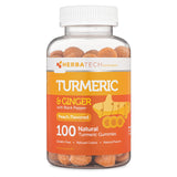 Turmeric Curcumin Gummies with Black Pepper & Ginger Root (100 Count) Chewable Supplement for Adults and Kids - Joint Support and Vegan Safe