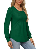 OFEEFAN Womens Tops Fall 2024 Christmas Shirts Long Sleeve Tunic Tops for Women Loose Fit Round Neck Green 2XL