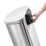 QUALIAZERO 50L/13Gal Heavy Duty Hands-Free Stainless Steel Commercial/Kitchen Step Trash Can, Fingerprint-Resistant Soft Close Lid Trashcan, 13Gal, D Shape