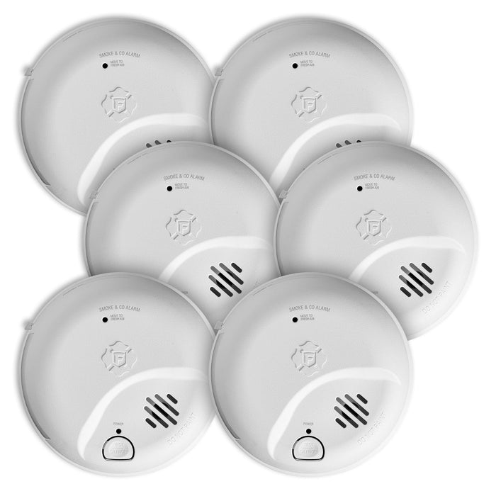First Alert SMICO100-AC Interconnect Hardwire Combination Smoke & Carbon Monoxide Alarm with Battery Backup, 6-Pack