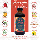 Lava Vinga Raw Apple Cider Vinegar Fire Cider with Cold Pressed Moringa Oleifera, 8 oz., Natural Cold and Flu Remedy and Immune System Booster, Antioxidant Rich Superfood with 92 Essential Nutrients