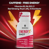 BEE and You Energy X Shot, 12 Pack, Korean Red Ginseng, Royal Jelly, Propolis, Caffeine Free Energy Drink, Vitamin C, B3, B6, B12, Immune Support Supplement, Antioxidants, Pomegranate Flavor