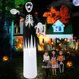 B&D 12FT Giant Halloween Inflatables Outdoor Decorations, Grim Reaper Skull Inflatable Halloween Decorations Built-in LED Lights Scary Blow Up Ghost Decorations for Holiday Party Yard Garden Lawn