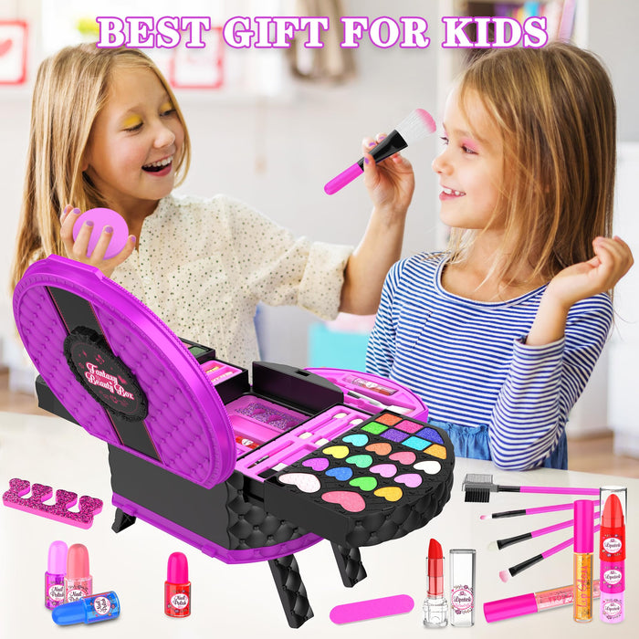 Kids Makeup Kit for Girl, 66 Pcs Washable Makeup Set for Little Girls, Real Cosmetic Set Pretend Play Makeup Toy Beauty Set Christmas & Birthday Gift Age 3 4 5 6 7 8 9+ Year Old Kids Toddler Toys