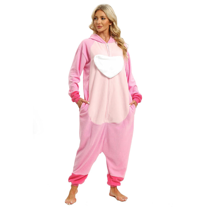 Wishliker Adult Onesie Animal Pajamas Halloween Cosplay Costumes Party Wear Pink S