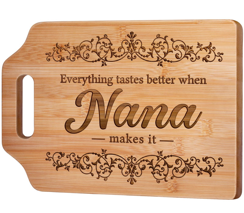 AceThrills Nana Gifts - Engraved Bamboo Cutting Board 12.3"L x 8.7"W x 0.4"Th - Nana Christmas Birthday Gifts for Nana, Nana Gifts from Grandkids