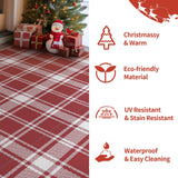 GENIMO Christmas Outdoor Rug for Patio Clearance, 5'x8' Waterproof Mat, Reversible Plastic Straw Camping Rugs for Christmas Party Holiday, Rv, Deck, Camper, Balcony, Backyard, Red & White