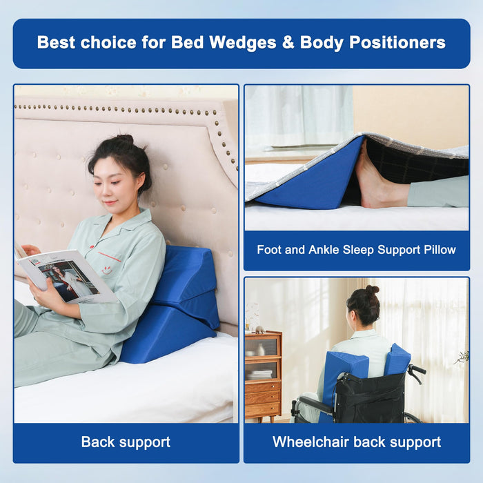 Fanwer Bed Wedges & Body Positioners (3 in 1), 40 Degree Wedges for Bed Positioning,Positioning Pillows for Elderly, Wedge Pillow for Bed Sores, Side Sleeping, After Surgery, Knees Elevated,Back Pain