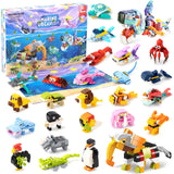 Aukful 2023 Christmas Advent Calendar 24 Pack Building Block Toys for Kids Set,24 Days Countdown Marine Animal Toys, Boys Girls Party Gifts Birthday Gift,Surprise Christmas and New Year Gifts for Kids