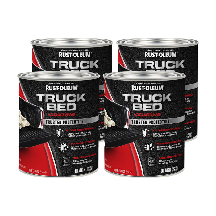 Rust-Oleum 342668-4PK Truck Bed Coating, Quart, Black, 4 Pack