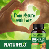 Naturelo Turmeric Curcumin with Black Pepper & Ginger - Plant-Based Capsules for Joint Support