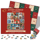 Advent Calendar 2024 Christmas Puzzles for Adults 1000 Pieces, Countdown Calendar Christmas Stamp Puzzle, 24 Days of Christmas Advent Calendar Vintage Holiday Jigsaw Puzzles