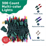 PREXTEX Christmas Lights (60 Feet, 2 pack of 150 Lights) – Multi Color Christmas Tree Lights with Green Wire - Indoor/Outdoor String Lights - Warm Multi Color Twinkle Lights