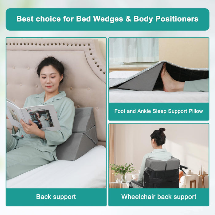 Fanwer Bed Wedges & Body Positioners (3 in 1), 40 Degree Wedges for Bed Positioning,Positioning Pillows for Elderly, Wedge Pillow for Bed Sores, Side Sleeping, After Surgery, Knees Elevated,Back Pain