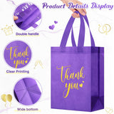 Sweetude 30 Pcs Thank You Gift Bags with Handles Bulk Reusable Goodie Bag Non Woven Foldable Bag for School Graduation Wedding Bridesmaid Gifts(Dark Purple, 10 x 8 x 4 Inch)