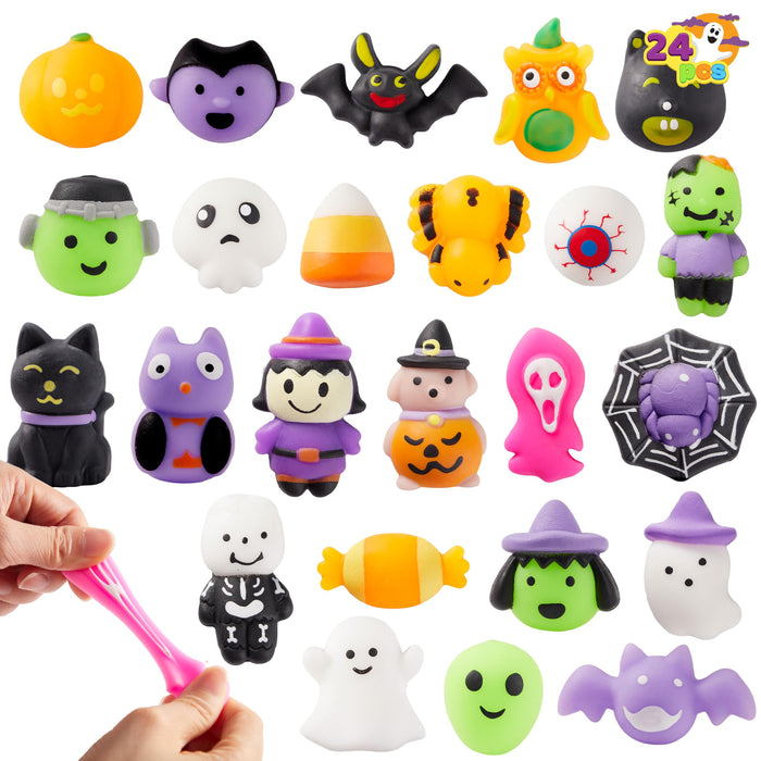 JOYIN 24 Pcs Halloween Mochi Squishy Toys, Halloween Classies Character Squishy Toys for Halloween Christmas Party Favors, Boys & Girls Birthday Gifts, Classroom Prize, Goodie Bag