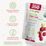 biophix Mannose2GO USDA Organic D-Mannose with Probiotics 2000 mg 70 Packets - Monk Fruit - Cranberry - Supports Urinary Bladder Tract Health and Digestive Well Being