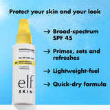 e.l.f. SKIN All Set For Sun SPF 45, Setting Spray With SPF 45 For Long-Lasting Makeup, Weightless, Non-Greasy Formula, Vegan & Cruelty-Free, Packaging May Vary