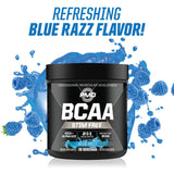 PMD Sports BCAA Stim-Free Amino Acids - Better Workout Performance, Enhanced Recovery, Daily Energy, Muscle Builder, and Muscle Sparing - BCAA Powder Drink Mix - Blue Razz (30 Servings)