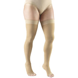 Truform 30-40 mmHg Compression Stockings for Men and Women, Thigh High Length, Dot-Top, Open Toe, Beige, Medium