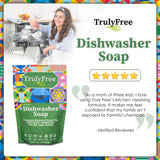 Truly Free Automatic Dishwasher Detergent Powder - Concentrated Dishwashing Detergent, Dish Soap, Hard Water Stain Remover, Kitchen Cleaning Supplies, No Harmful Ingredients - 12.5 oz (Pack of 1)