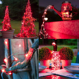 TW SHINE Red Solar String Lights Outdoor, Total 80 FT 240 LED Solar Powered Waterproof Fairy Lights 8 Modes Copper Wire Lights for Christmas Party Tree Wedding Yard Decorations, 2 Pack