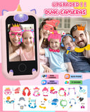 Kids Smart Phone for Girls Unicorns Gifts for Girls Toys 8-10 Years Old Phone Touchscreen Learning Toy Christmas Birthday Gifts for 3 4 5 6 7 8 9 Year Old Girls with 8G Memory Card