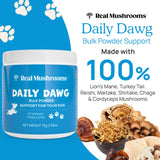 Daily Dawg Mushroom Extract Powder Support - (2.65 oz) Bulk Mushroom Powder Supplement & Dog Vitamins with Real Mushrooms Lion's Mane, Cordyceps Mushroom, Turkey Tail, Reishi & Shiitake