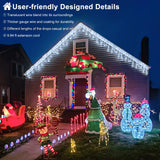 White Christmas Lights Outdoor, 66ft 640 LED Icicle Lights for Outside House with Connectable Clear Wire 8 Modes Timer, Plug in Waterproof for Home Holiday Eaves Yard Roof Party Room Indoor Decoration