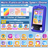 Kids Phone for Boys, Toys for 3-10 Year Old Boys Girls Christmas Birthday Gifts for Kids, Touchscreen Toddler Smartphone Learning Toys, Kids Toys Play Cell Phones with Camera, Games, Music, 8G SD Card