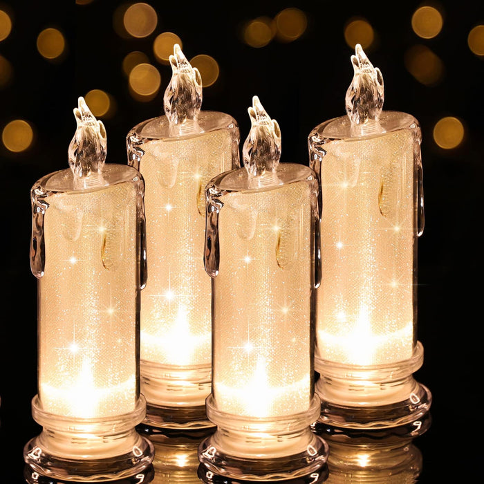 4PCS White LED Candles (D:2.5" x H:7") ,Flameless Pillar Candles,Battery Operated Candles/Fake Candle, Velas Artificiales Para Decoracion for Valentine's Day Wedding Diwali Fall Christmas Decorations