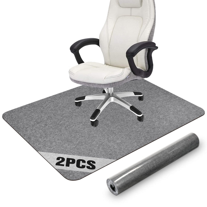 2 Pack Office Chair Mat for Hardwood Floor, 55"x35" Computer Chair Mat, Desk Chair Mat, Large Anti-Slip Floor Protector for Home Office Light Grey (Roll Packaging)