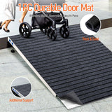 UOKRR Aluminum Threshold Ramp for Wheelchairs, 3.4-6.1" Rise Door Ramps for Doorways, 36" Portable Self Supporting Entry Handicap Ramp for Uneven Surfaces with a Non-Slip Thick Door Mat