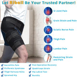 Hiball Adjustable Hip & Thigh Brace for Sciatica Pain Relief - Groin & Hamstring Medical Compression Sleeve Stabilizer for Men and Women, Buttock Support Wrap with Six Nylon Buckle Pressure Strips