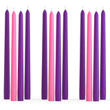 CANDWAX 12 inch Taper Advent Candles 3 Sets - Dripless Taper Candles and Unscented Candlesticks - Long Burning Tapered Candles Perfect as Advent Wreath Candles Tapers - Purple Advent Candles