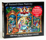 Stained Glass Nativity Jigsaw Puzzle Advent Calendar 1000 Piece by Vermont Christmas Company - 24 Sections to Complete in December