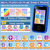 Kids Smart Phone for Boys, Christmas Birthday Gifts for Boy Girl Age 3-10 Kids Toys Cell Phone, 2.8" Touchscreen Toddler Learning Play Toy Phone with Dual Camera, Game, Music Player, 8G SD Card (Blue)