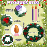 Hiboom Christmas Fake Advent Wreath Safe for Kids Candle Holder with Holly Red Berry Advent Season Centerpiece Decor Advent Wreath Kits for Home Table Decoration Advent Tradition