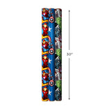 Hallmark Avengers Wrapping Paper with Cut Lines on the Reverse (3-Pack: 60 sq. ft. ttl) with Captain America, Iron Man, Black Widow, Thor and Hulk for Birthdays, Christmas, Father's Day and More