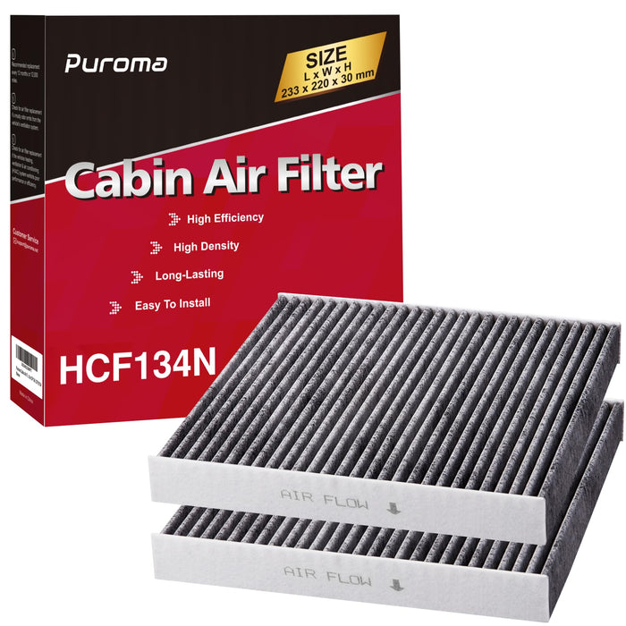 Puroma Cabin Air Filter with Activated Carbon, Replacement for CP134, CF10134, Honda & Acura, Civic, CR-V, Odyssey, CSX, ILX, MDX, RDX, AT134 (2 pc)