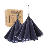 myHomeBody Handtücher für Badezimmer, Küchenhandtücher mit Aufhängeschlaufe | Weiche, saugfähige Kohlefaser-Rundhandtücher mit Kokosnussschalenknopf zum Aufhängen | Set of 2 Midnight Blue Towels