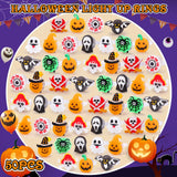 Coluans Halloween Treats 50Pcs Halloween LED Ring Light Up Rings Halloween Toys Glow in The Dark Halloween Party Favors for Kid LED Flash Rings Non Candy Gift Bag Fillers NEW VERSION