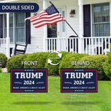 Trump Yard Signs 2024, 24x18In Trump Yard Signs Make America Great Again Foldable Double-Side Campaign Sign With H-Stakes Placard Voted Trump Triggering Outdoor Garden Lawn Parade Handheld Rally Decor