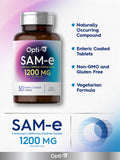 Carlyle SAM-e Supplement | 1200mg | 50 Enteric Coated Tablets | Vegetarian, Non-GMO, Gluten Free | by Opti-e