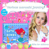 20 Pack Mermaid Bath Bombs for Girls Kids with Surprise Inside Mermaid Gifts for Girls Birthday Gifts Easter Christmas Princess Jewelry Natural Organic Bubble Shell Bath Bomb Set